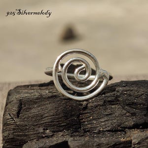 Sterling Silver Spiral Ring, Bohomian Silver Ring for Birthday, Dainty Ring, Circle Ring, Swirl Ring, Minimalist Ring, Chunky Silver Ring