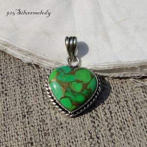 Green Copper Turquoise Pendant Jewelry, Green Turquoise Pendant, Women Pendant, Handmade Pendant, Perfect Gift For Her, Designer Necklace