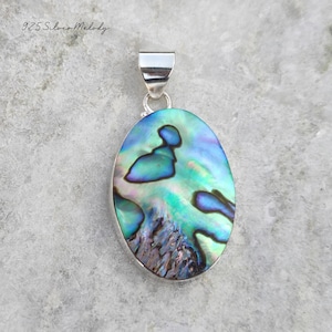 Natural Abalone Shell Pendant | Silver Gemstone Pendant | 925 Sterling Pendant | Abalone Necklace | Handmade Women Pendant | Gift Jewelry |