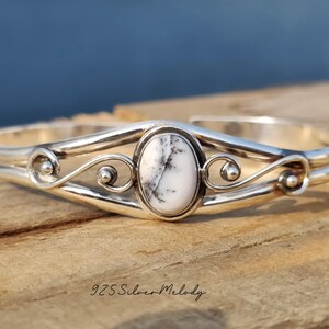 Sterling Silver Dendritic Agate Bangle: Handmade Gemstone Cuff