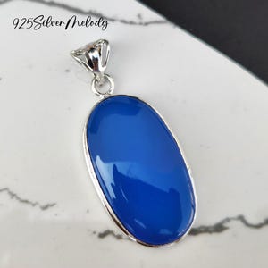 Blue Chalcedony Pendant, Promise Gift Pendant, 925 Silver Pendant, Chalcedony Gemstone Necklace Jewelry, Women Pendant, Blue Stone Necklace