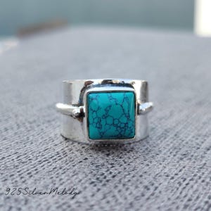 Blue Turquoise Ring | Statement Silver Ring | Handmade Ring | Silver Gemstone Ring | Turquoise Jewelry | 925 Sterling Ring | Women Gift Ring