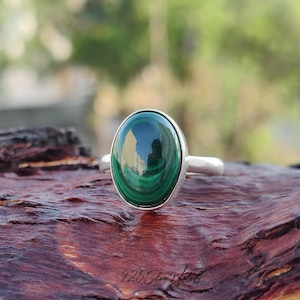 Malachite Ring | 925 Sterling Ring | Malachite Jewelry | Silver Statement Ring | Minimalist Ring | Birthstone Ring | Women Ring | Gift Idea