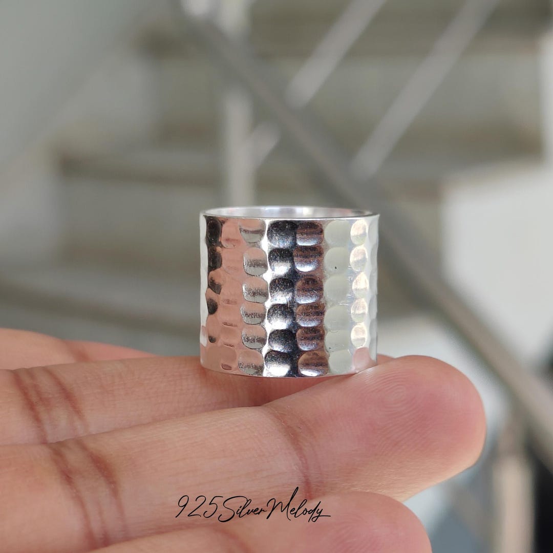 Hammered Sterling Silver Wide Band Ring: Chunky Thumb Ring - Etsy