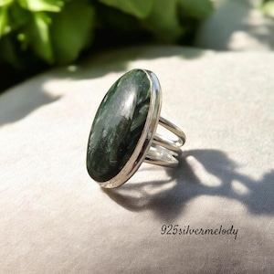 Seraphinite Ring, 925 Sterling Silver Ring, Handmade Jewelry, Seraphinite Jewelry, Silver Gemstone Ring, Women Ring, Gift For Any Occasion