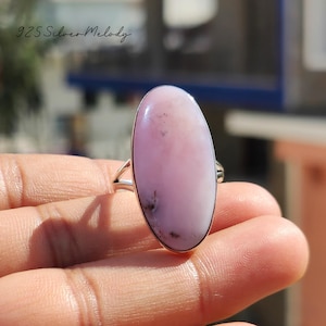 Beautiful Pink Opal Ring - 925 Sterling Silver Ring - Pink Opal Jewelry - Boho Dainty Ring - Handmade Gift Ring - Oval Ring - Promise Ring