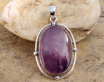 Amethyst Sterling Silver Pendant | Handmade Stone Necklace