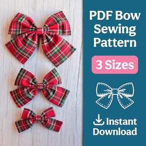 Fabric Bow Pattern, Bow Sewing Tutorial, DIY Hair Bow, Easy Beginner Pattern, US Letter A4 print, Easy Pattern Bow, Bow Illustrated Tutorial
