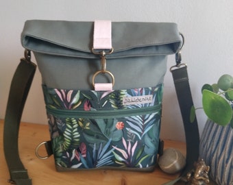 Rucksack-Tasche, Backpack, Schultertasche, Foldover aus Canvas und Kunstleder