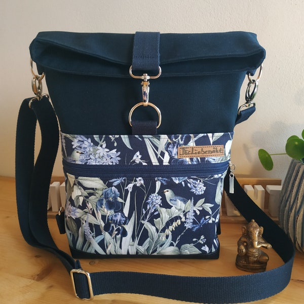 Rucksack-tasche, Backpack, Schultertasche, Foldover aus Canvas und Kunstleder