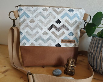 Shoulder bag, crossover, shoulder bag made of canvas and imitation leather