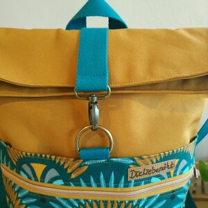 Rucksack-Tasche, Backpack, Rucksack, Daypack, Schultertasche, Foldover aus Canvas und Kunstleder Bild 9