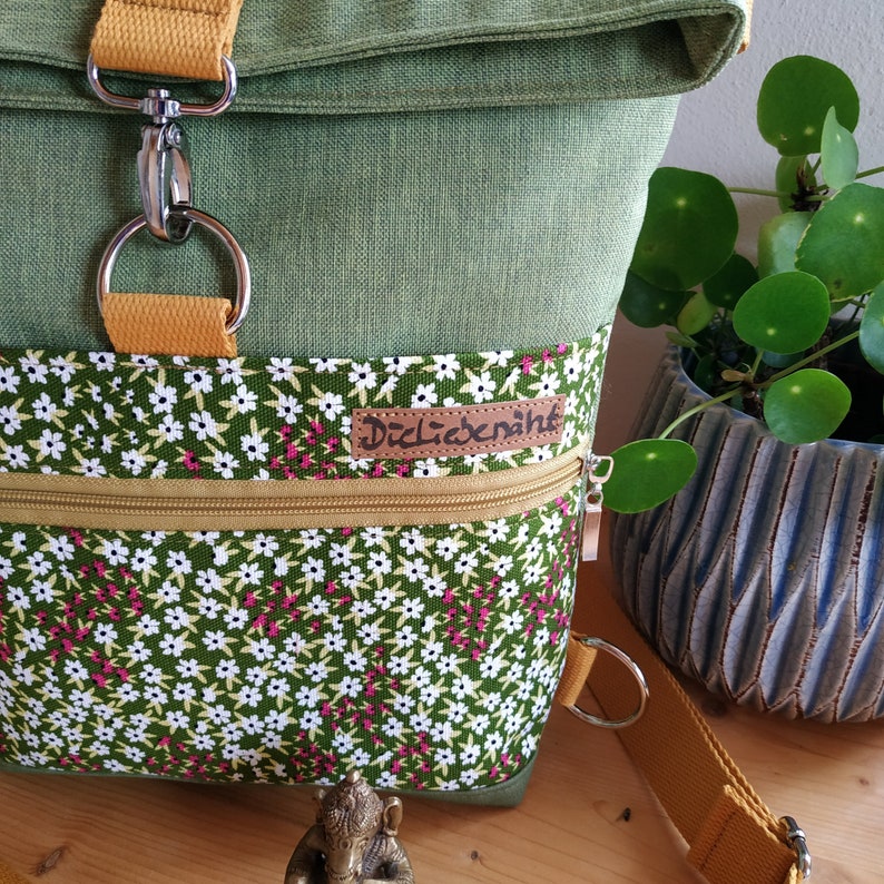 Rucksack-Tasche, Backpack, Schultertasche, Foldover aus Canvas und Kunstleder Bild 5