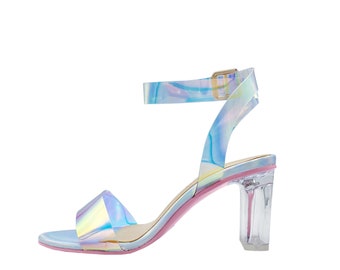 iridescent blue heels