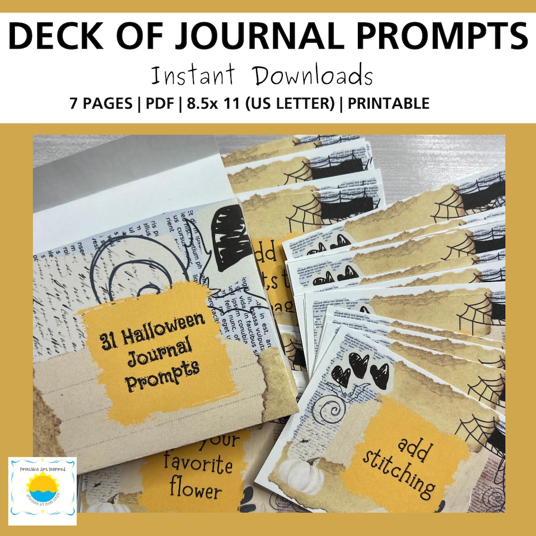 Halloween Themed Deck of Junk Journal Prompts(pdf Download)| Printable Junk Journal Prompt Deck ...
