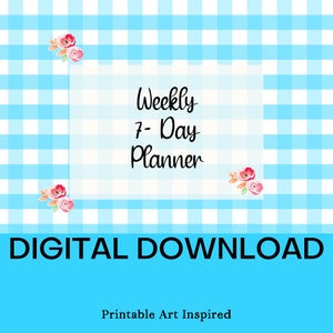 Wochenplaner 7 Tage| Digitaler Download Wochenplaner für Organisation