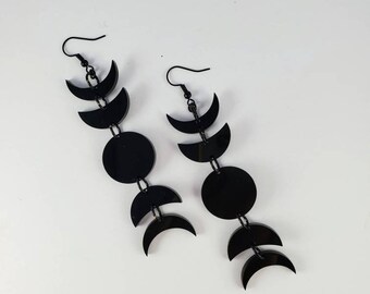 Moon phase earrings Large African earrings for women Mayan earrings