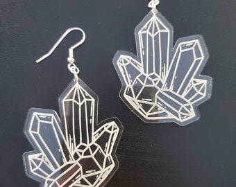 Crystal Earrings- crystal clear acrylic - Wiccan - Goth earrings - geometric