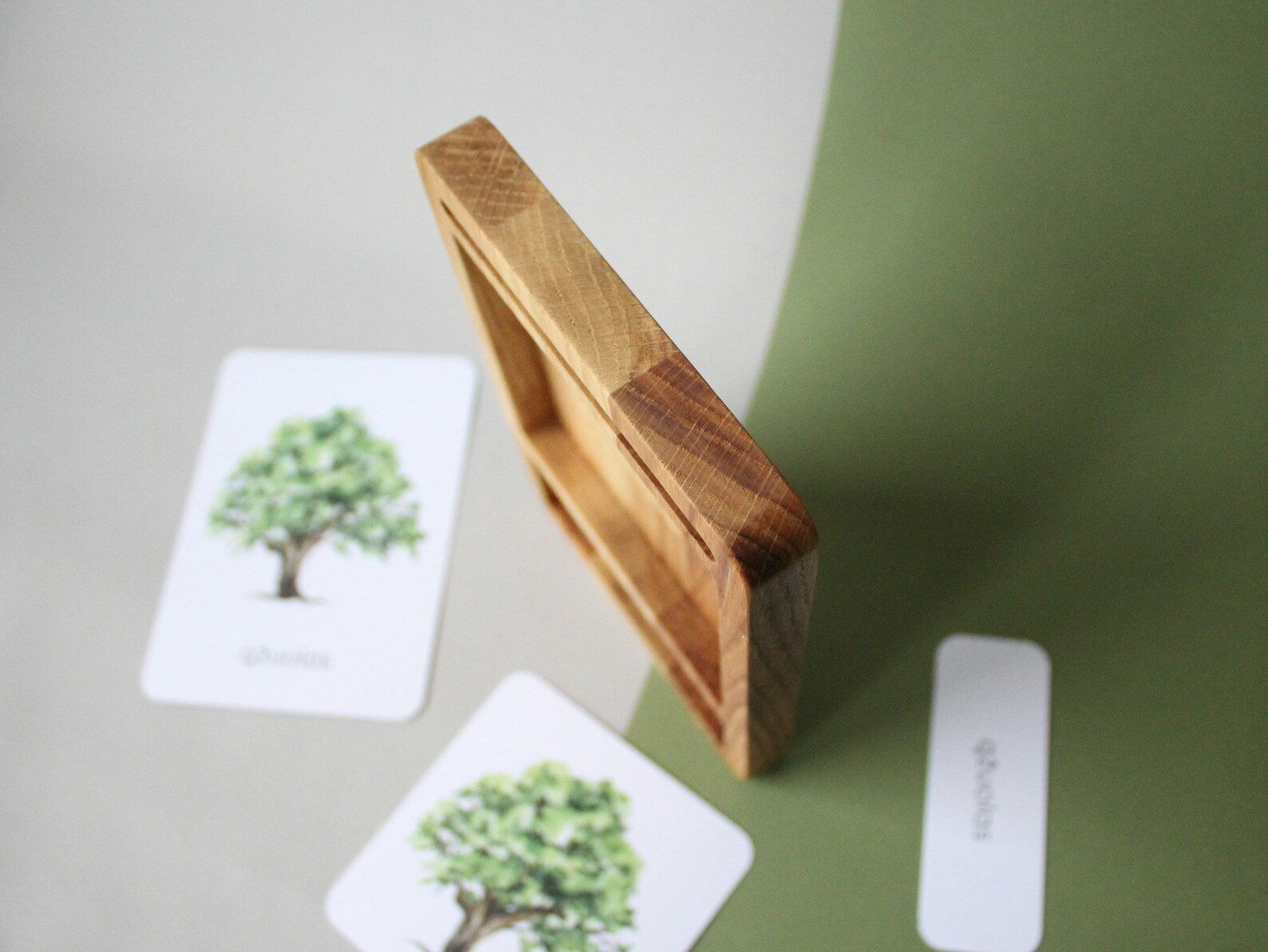 Montessori Inspired 3 Part Card Holder. Wooden Tray for Etsy