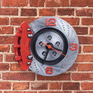 Orologio da parete con pinza freno a disco, decorazione personalizzata per garage, strumento di riparazione di precisione al quarzo di qualità, regalo per appassionati di auto, arte murale