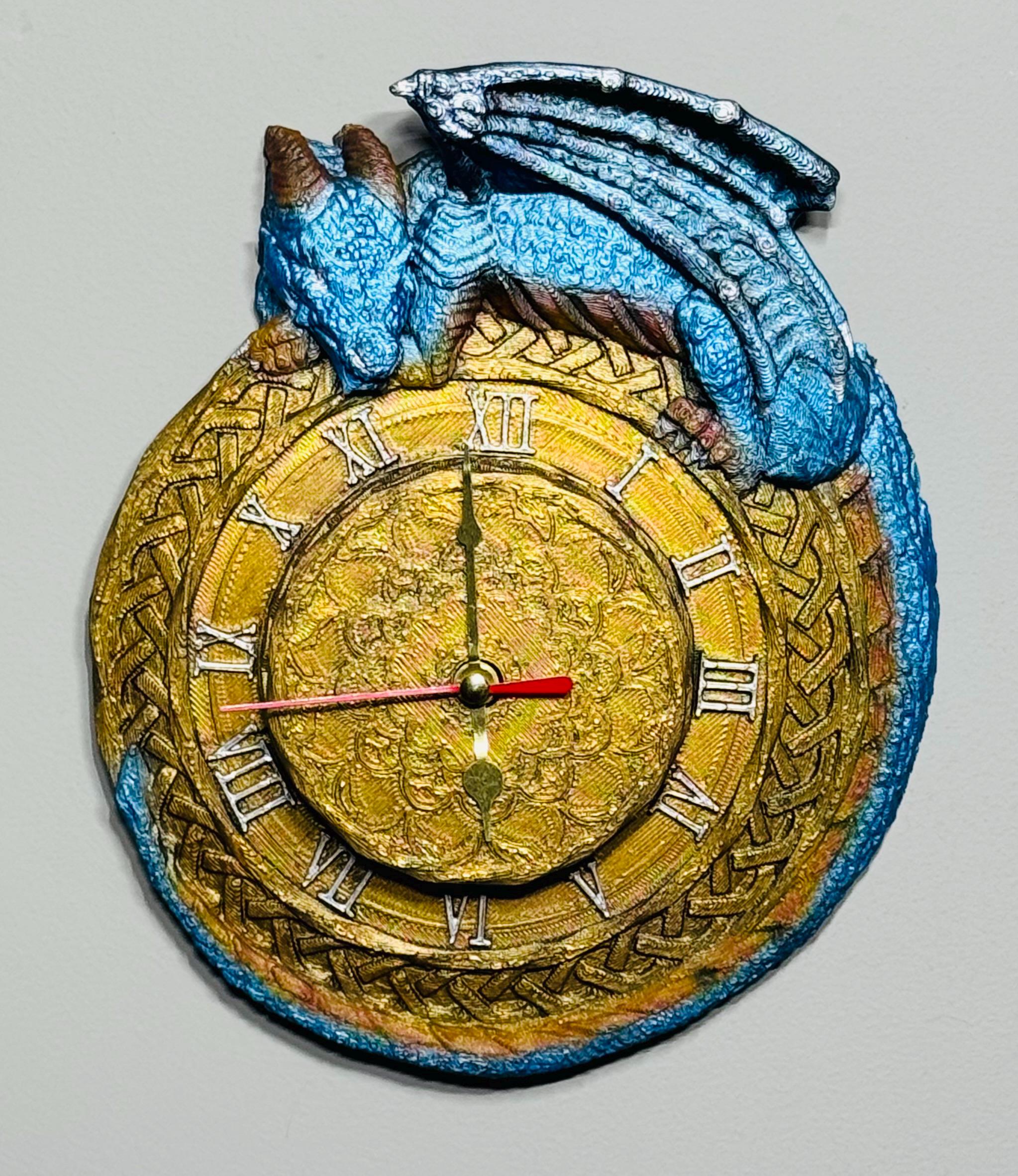 Dragon time keeper wall clock hand made USA quality 3D printed home decor custom gift present