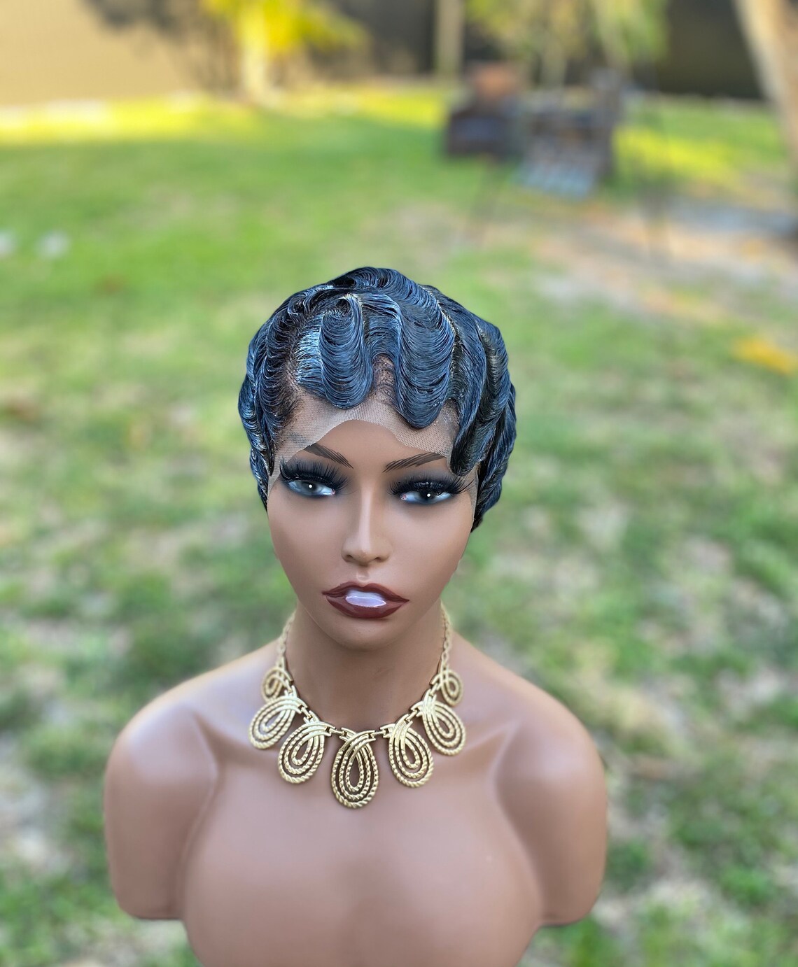 13/4 Lace Frontal Fingerwave Wig Etsy