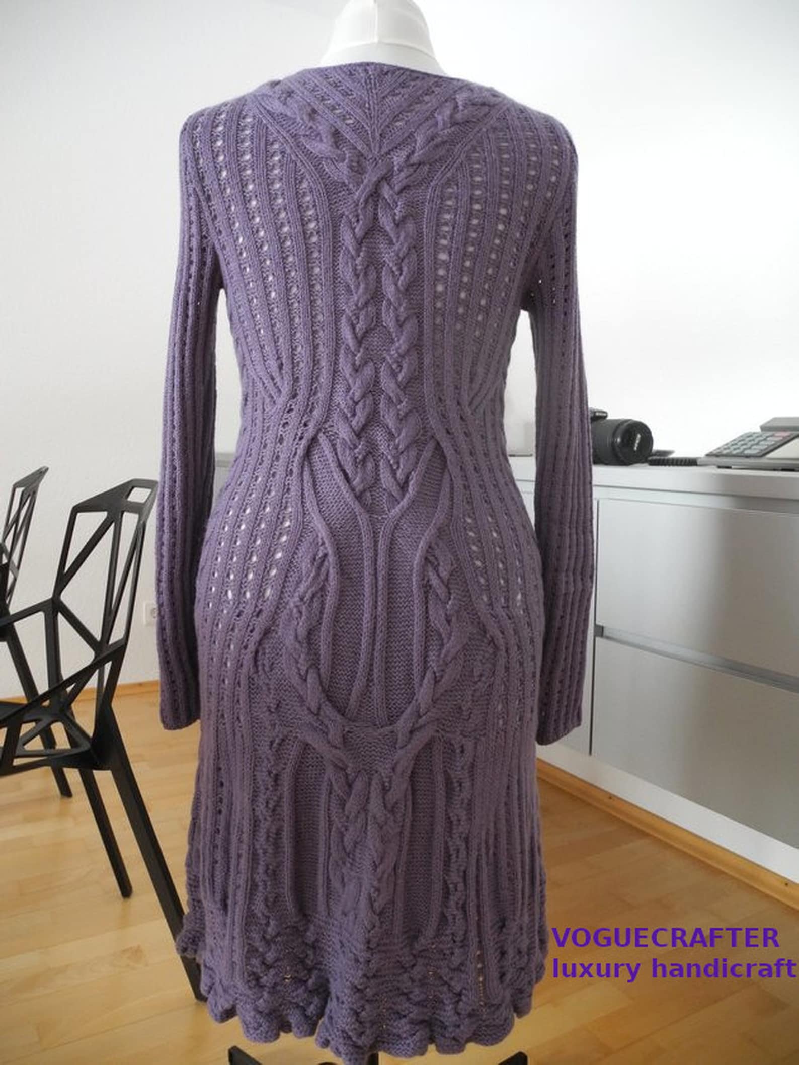 Interesting Aran Plait Pattern Dress Made Knitting Etsy
