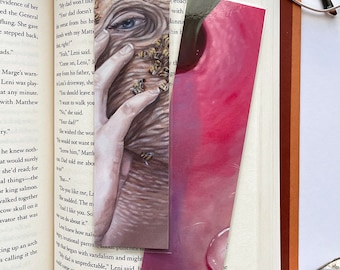 Skin Crawling Set of 2 Bookmarks:Fine Art Painting Print Bookmark, Handmade and Laminated. Surreal, Original, Figurative Print. Healing Art
