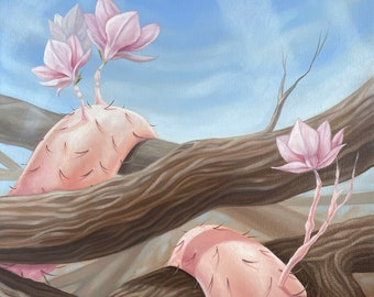 再生：オリジナル油絵、シュール、ファンタジー、インスピレーション、花、癒し、具象芸術、ファインアートジクレープリント、ウォールアート、ギフトアイデア