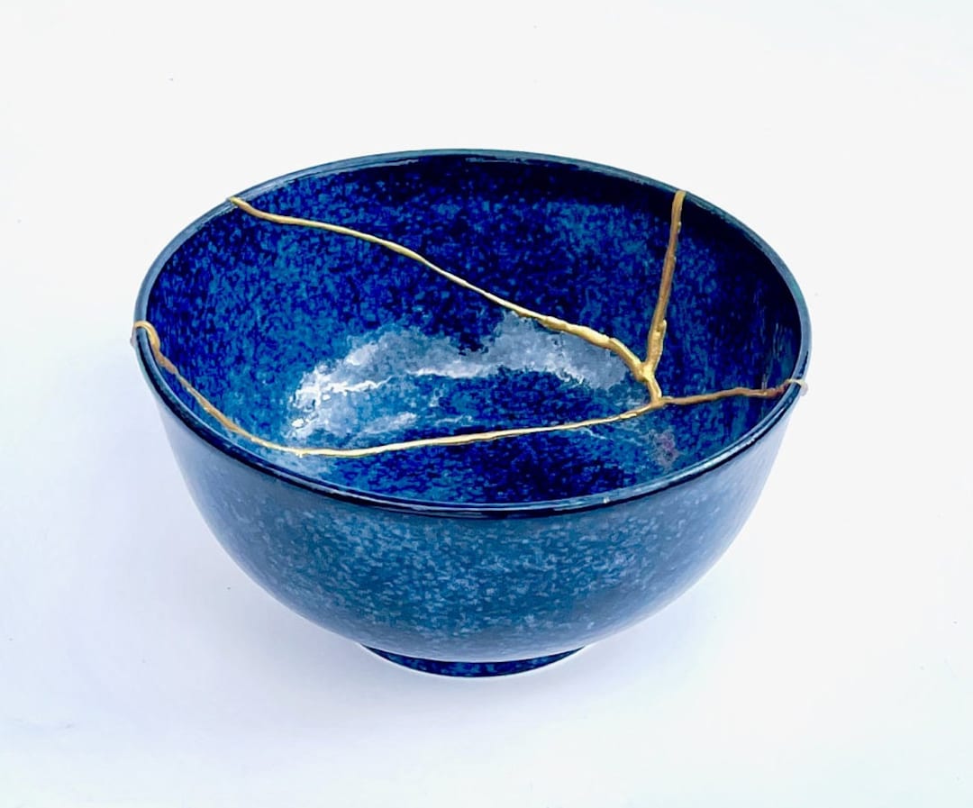 Kintsugi Bowl Antique Broken Japanese Pottery Repaired With Gold