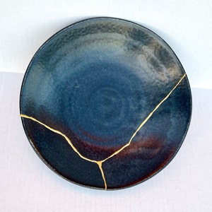 Kintsukuroi Watermelon Pot Zero Waste Sustainable Art Pink and Green 18KT Gold Kintsugi Repaired Ceramic Pot Zen Art Wabi Sabi