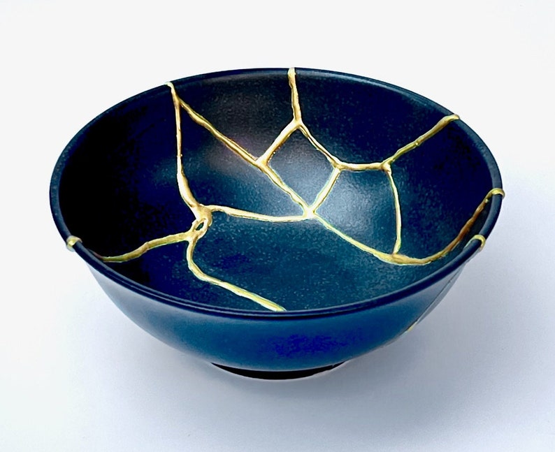 Large Midnight Blue Kintsugi Bowl Kintsugi Home Decor - Etsy