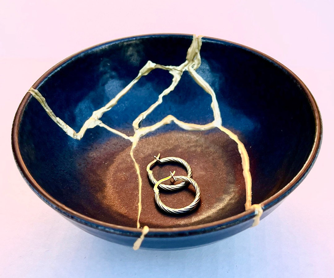 Large Midnight Blue Kintsugi Bowl Kintsugi Home Decor Kintsugi Pottery Wabi  Sabi Blue & Gold birthday Gift Japanese Present 