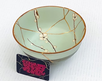 Midnight Blue Real Kintsugi Bowl wabi Sabi kintsugi Decor Anniversary Gift  Gold Repair Kintsugi Pottery Home Decor gold Repair 