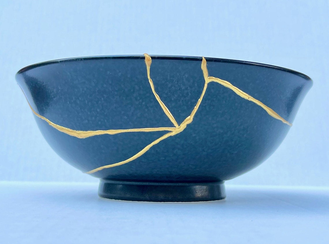 Large Midnight Blue Kintsugi Bowl Kintsugi Home Decor Etsy