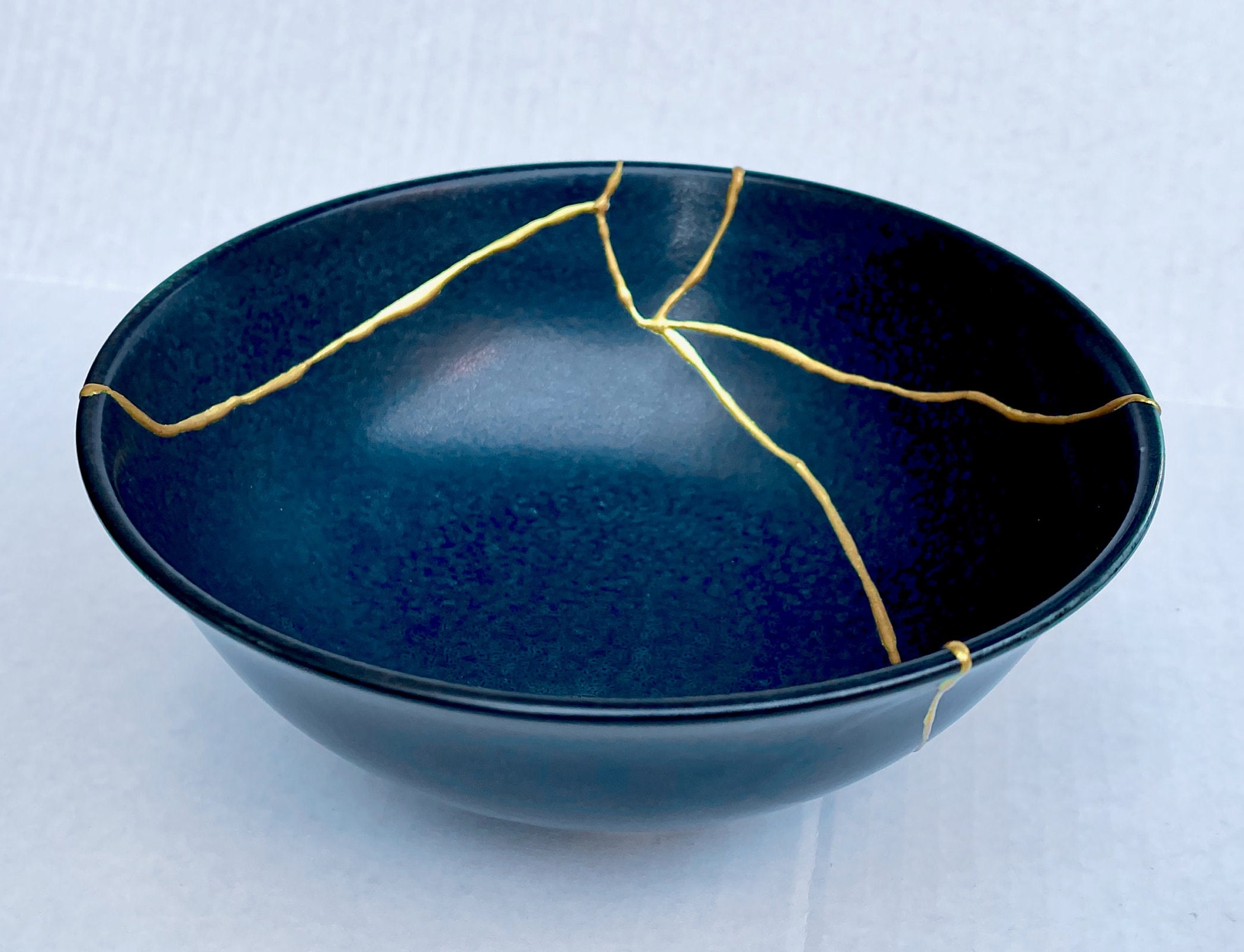 Large Midnight Blue Kintsugi Bowl Kintsugi Home Decor Kintsugi Pottery Wabi  Sabi Blue & Gold birthday Gift Japanese Present 