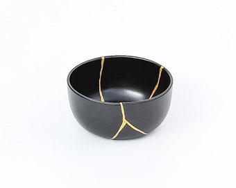 黒金継ぎ鉢 - 金継ぎ修復 - 記念日ギフト - 金継ぎ陶器 - 和風