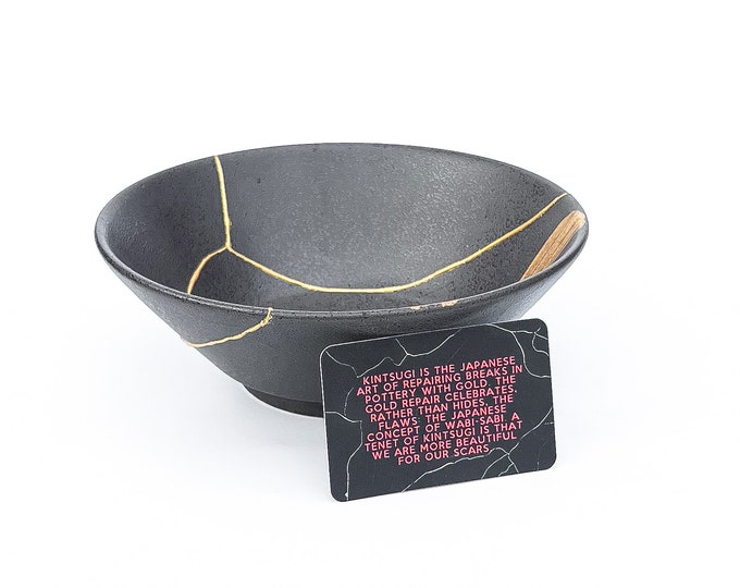 Kintsugi Bowl & Card Explaining Kintsugi Meaning wabi Sabi kintsugi