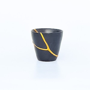 Black Kintsugi Sake Cups -Kintsugi Tea Cups - Kintsugi Mugs - Black w Gold Kintsugi Repair- Wabi Sabi - Japanese Cup - Kintsugi Pottery Art