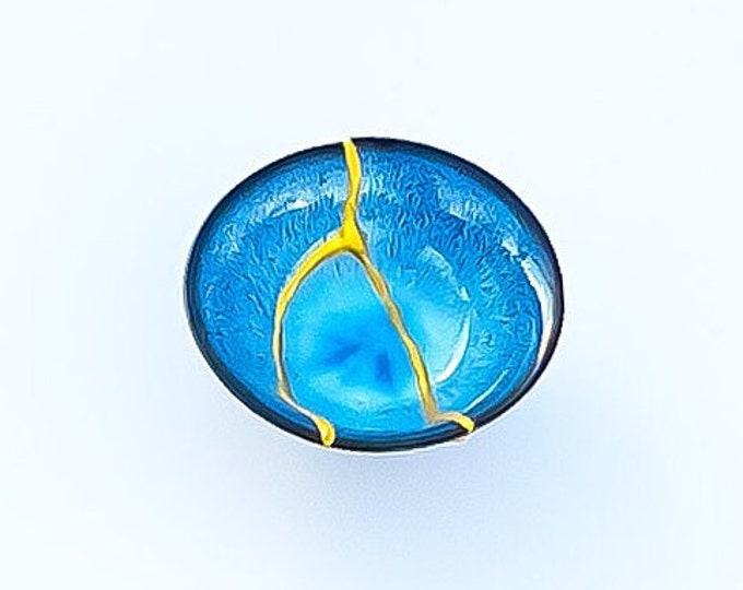 Tazas Kintsugi pequeñas Tazas Kintsugi azules - Rotas y reparadas - Wabi Sabi - Cerámica Kintsugi - Oro - Kintsugi Bowl - Tazas de té Kintsugi