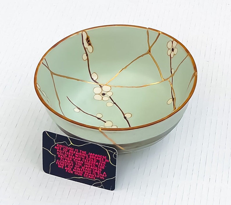 Große Kintsugi Schüssel Rosa Kintsugi Schüssel Kirschblüten Goldreparatur Geburtstagsgeschenk Blau Kintsugi Keramik Japanische Schüssel Wohnkultur Kunst Large Turquoise 7 Bk