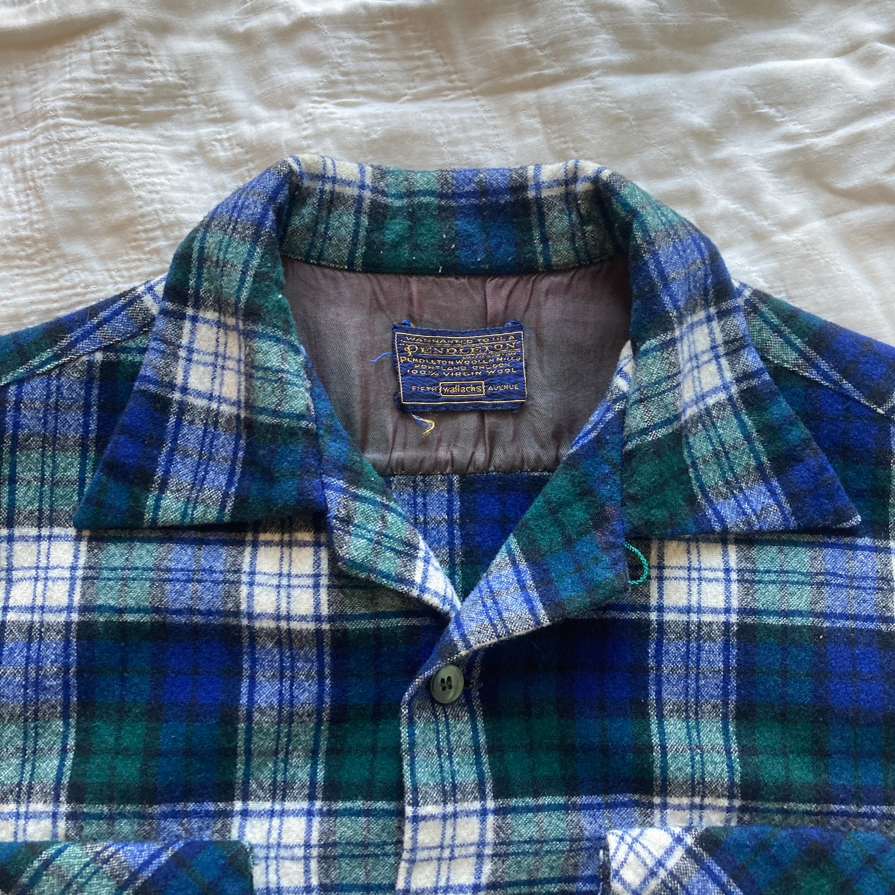 50s Pendleton Board Shirt Wool Flannel Loop Collar Plaid 50s Pendleton Board Shirt Wool Flannel Loop Collar Plaid