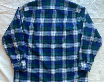50s Pendleton Board Shirt Wool Flannel Loop Collar Plaid 50s Pendleton Board Shirt Wool Flannel Loop Collar Plaid