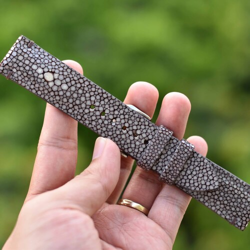 Bespoke shops Brown Stingray Single Pearl Leather Watch Strap, Watch Band ST34