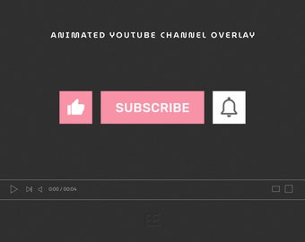 Pink Animated Youtube Channel Overlay, Youtube Subscribe Button, Like and Subscribe Button, Post Notifications, Animation Bundle