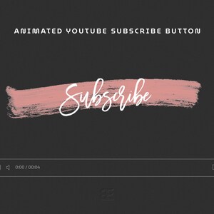 Pode incluir: Botão de inscrição no YouTube animado com um traço de pincel rosa e a palavra "Inscrever-se" escrita em itálico branco.