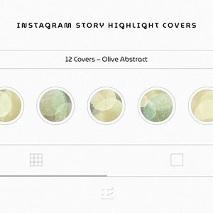 12 Olive Green Abstract Instagram Highlight Covers, Simple Design, Minimal Instagram Icons, Minimalist Social Media Icons