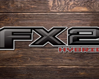 FX2 Hybrid Maverick Truck Bed Decals - Red Accent (Set of 2)