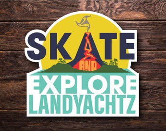Landyachtz Skate & Explore Vinyl Decal: Tropical Volcano Design
