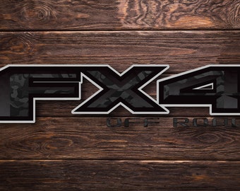 FX4 Off Road Truck Bed Decal Set: Shadow Black 4WD Decals